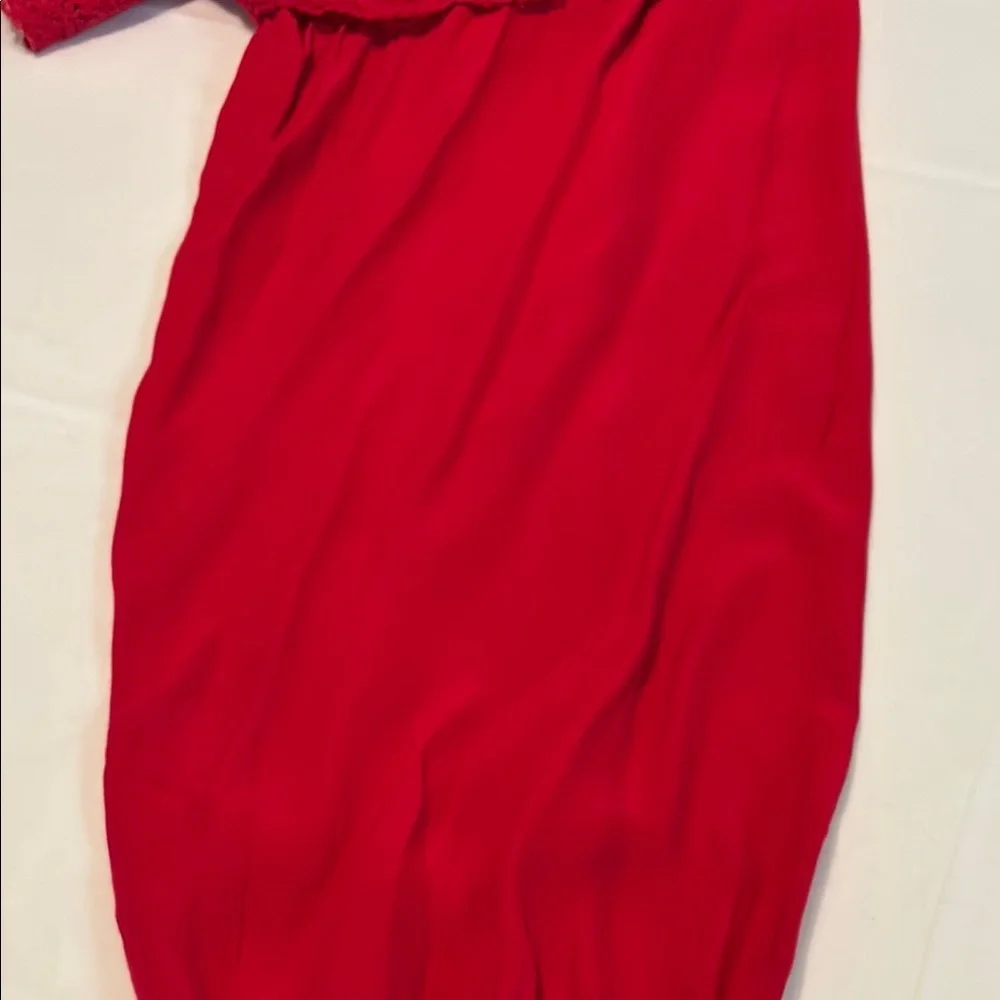 Free People Red Ruffled Bell Sleeve Crop Blouse